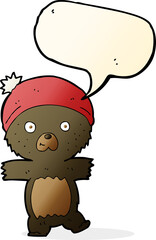 cartoon cute black bear with speech bubble