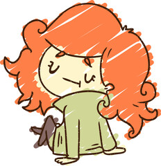 Happy Woman Chalk Drawing