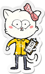 distressed sticker of a cartoon cat