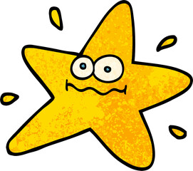 funny grunge textured illustration cartoon star