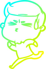 Fototapeta premium cold gradient line drawing of a cartoon man sweating