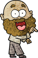 cartoon crazy happy man with beard