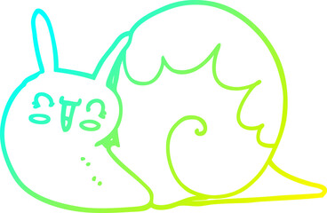 cold gradient line drawing of a cute cartoon snail