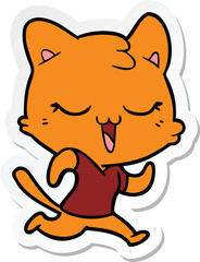 sticker of a happy cartoon cat