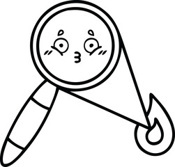 line drawing cartoon of a magnifying glass