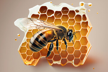 Honey and honeycombs with honey. AI Generated