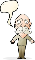 Fototapeta premium cartoon sad old man with speech bubble