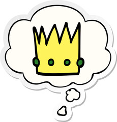 cartoon crown with thought bubble as a printed sticker