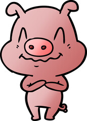Obraz premium nervous cartoon pig