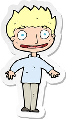 sticker of a cartoon excited boy