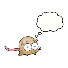 freehand drawn thought bubble textured cartoon mouse