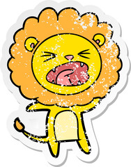 distressed sticker of a cartoon lion