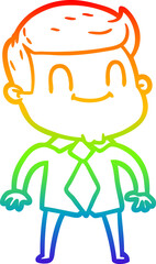 rainbow gradient line drawing of a cartoon friendly man