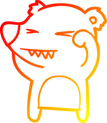 warm gradient line drawing of a angry bear cartoon