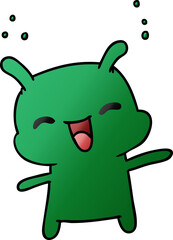 gradient cartoon illustration kawaii cute happy alien
