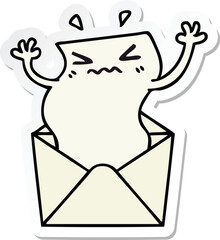 sticker of a quirky hand drawn cartoon letter and envelope