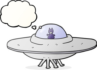 freehand drawn thought bubble cartoon UFO