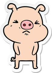 sticker of a cartoon grumpy pig