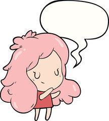 cute cartoon girl with speech bubble