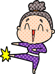 cartoon happy old lady