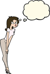 cartoon attractive girl with thought bubble