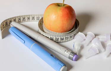  Insulin injection pen or insulin cartridge pen for diabetics. - obrazy, fototapety, plakaty