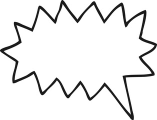 freehand drawn black and white cartoon simple shout bubble doodle