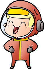 happy cartoon astronaut