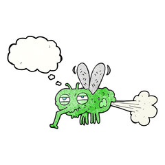 freehand drawn thought bubble textured cartoon gross farting fly