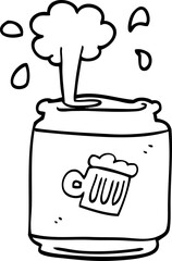 line drawing cartoon of a can of beer