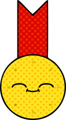 comic book style cartoon of a gold medal
