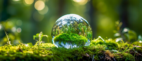Glaskugel als Symbol der Erde und der Natur.. Generiert mit KI.