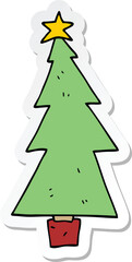 Fototapeta na wymiar sticker of a cartoon christmas tree