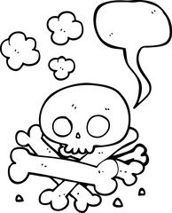 freehand drawn speech bubble cartoon pile of bones