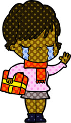 cartoon woman crying
