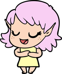 happy cartoon elf girl