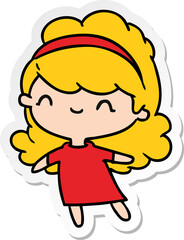 sticker cartoon illustration kawaii girl with head band