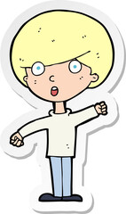 sticker of a cartoon shocked boy