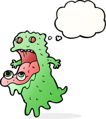 cartoon gross ghost with thought bubble