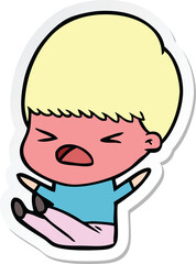 sticker of a cartoon stressed man