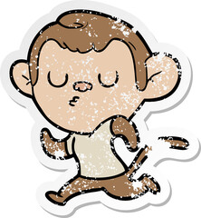 distressed sticker of a cartoon monkey