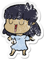 distressed sticker of a cartoon woman