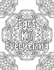 Printable mandala coloring page for adults and kids with motivational words for self-improvement