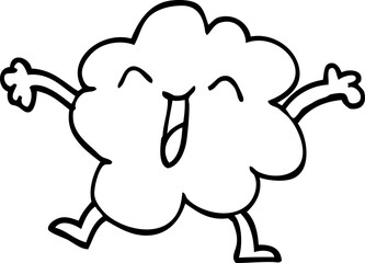 line drawing cartoon happy grey cloud