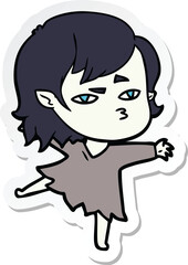 sticker of a cartoon vampire girl