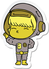 sticker of a cartoon curious astronaut