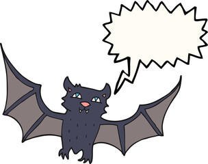 freehand drawn speech bubble cartoon halloween bat