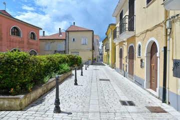 Obraz premium A narrow street in Sant'Angelo dei Lombardi, a small mountain village in the province of Avellino, Italy.