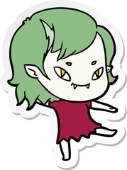 sticker of a cartoon friendly vampire girl