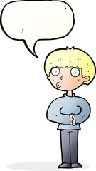 cartoon curious man with speech bubble